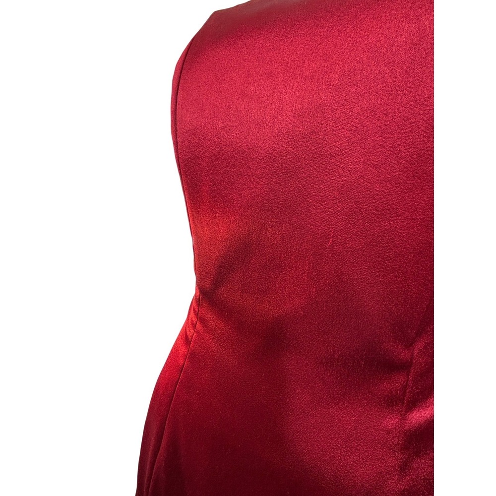 Alice + Olivia Ruby Red Satin Strapless High-Low Ruffle Gown Dress Size‎ 4 - Picture 16 of 16